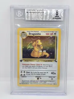 Pokemon Dragonite Fossil 1st Edition Holo Rare #4 Beckett 8 - Image 1
