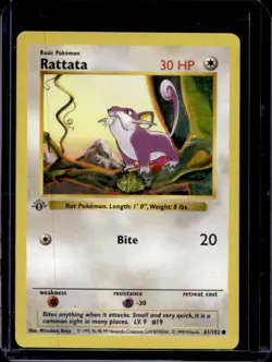 1999 Pokemon 1st Edition Rattata #61/102 - Image 1