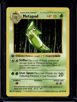1999 Pokemon 1st Edition Metapod #54/102 - Image 1