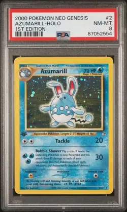 PSA 8 Azumarill Holo 1st Edition Neo Genesis 2/111 Pokemon - Image 1