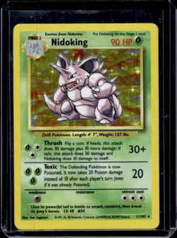 1999 Pokemon Unlimited Nidoking Rare Holo #11/102 - Image 1