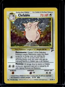 2000 Pokemon Set 2 Clefable Holo #5/130 - Image 1
