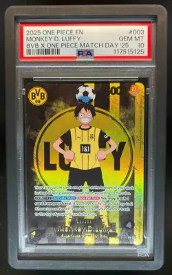 2025 One Piece Monkey D Luffy BVB X One Piece Matchday '25 #003 PSA 10 - Image 1