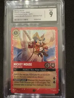 Mickey Mouse - Pirate Captain 18/p2 Disney Lorcana Promo Cards Holo CGC 9 - Image 2