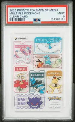 2025 PRONTO POKEMON SPECIAL MENU POKEMON ORIGINAL CLEAR CARD PSA 9 - Image 1