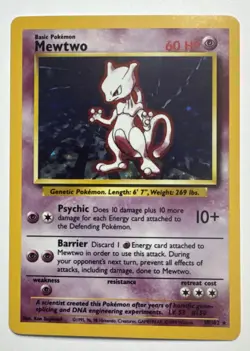 Mewtwo 010/102 Base Set Holo LP/NM Excellent Condition Pokemon Cards - Image 1