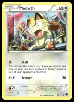 Meowth 88/114 Steam Siege Pokemon TCG trading card - Image 1