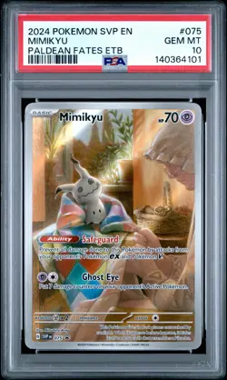 PSA 10 GEM MINT Mimikyu SVP 075 Pokemon Paldean Fates ETB Promo - Image 1