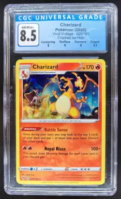 2020 Pokemon Sword & Shield Vivid Voltage Charizard Cracked Ice Holo CGC 8.5 CG4 - Image 1