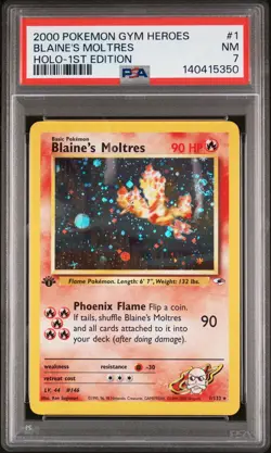 2000 POKEMON GYM HEROES HOLO-1ST ED #1 BLAINE'S MOLTRES PSA 7 - Image 1