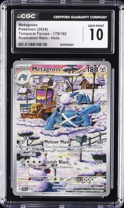 2024 POKEMON TEMPORAL FORCES ILLUSTRATION RARE - HOLO #178/162 METAGROSS CGC 10 - Image 1