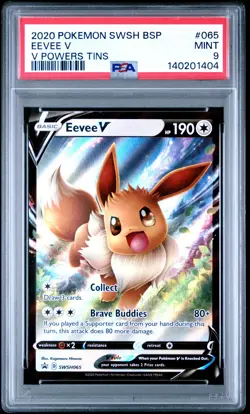 2020 POKEMON SWSH BLACK STAR PROMO V POWERS TINS #065 EEVEE V PSA 9 - Image 1