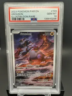 Pokemon TCG Groudon SV04: Paradox Rift 199/182 Illustration Rare Holo PSA 10 EN - Image 1