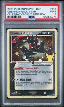 PSA 9 MINT 2021 Pokemon SWSH BSP Greninja Gold Star Celebrations Etb Promo #144 - Image 1