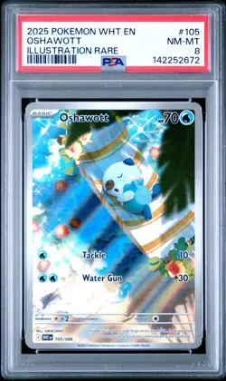 2025 Pokemon White Flare WHT En Oshawott Illustration Rare #105 PSA 8 NM-MT - Image 1