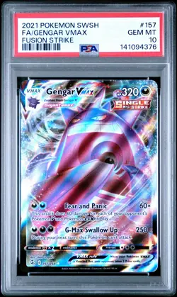 2021 POKEMON SWORD & SHIELD FUSION STRIKE #157 FULL ART/GENGAR VMAX PSA 10 - Image 1