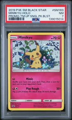 2019 POKEMON SM BLACK STAR PROMO TEAM UP SINGLE PACK BLISTERS MIMIKYU-HOLO PSA 7 - Image 1