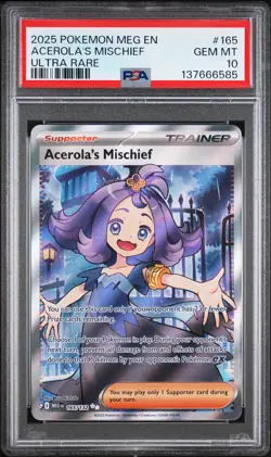 2025 POKEMON MEG EN-MEGA EVOLUTION ULTRA RARE #165 ACEROLA'S MISCHIEF PSA 10 - Image 1