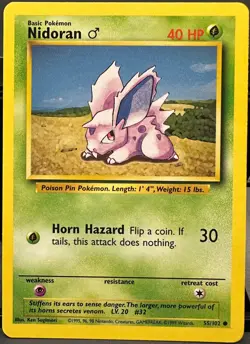Nidoran 55/102 Base Set Pokemon TCG 1999 LP - Image 1