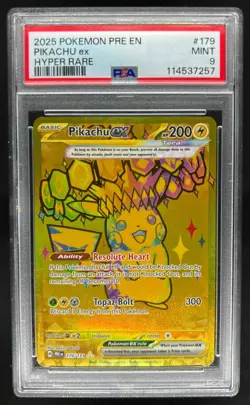 2025 Pokemon Prismatic Evolutions Pikachu ex #179/131 PSA 9 - Image 1