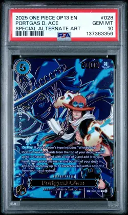 2025 ONE PIECE ENGLISH PORTGAS D. ACE OP13 SPECIAL ALTERNATE ART PSA 10 #028 G34 - Image 1