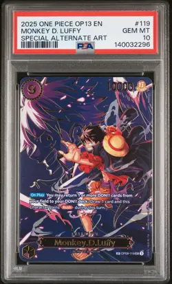 2025 ONE PIECE OP13-CARRYING ON HIS WILL ALTERNATE ART MONKEY D. LUFFY PSA 10 - Image 1