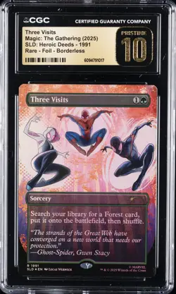 2025 MTG SLD: HEROIC DEEDS RARE FOIL BORDERLESS THREE VISITS CGC 10 PRISTINE - Image 1