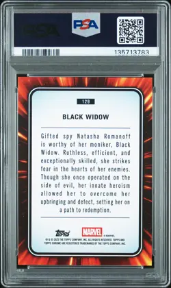2025 TOPPS CHROME MARVEL PURPLE SHIMMER #129 BLACK WIDOW 7/75 PSA 7 - Image 2
