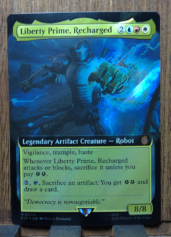MTG Liberty Prime, Recharged FALLOUT 0944 SURGE FOIL MYTHIC, NM Pack Fresh! - Image 1