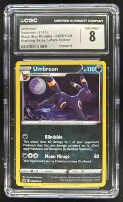 2019-2023 Pokemon SWSH Black Star Promos Umbreon #SWSH129 CGC 8 - Image 1