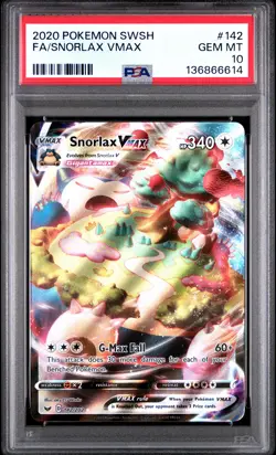 2020 POKEMON SWORD & SHIELD #142 FULL ART/SNORLAX VMAX PSA 10 - Image 1