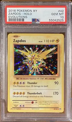 2016 Pokemon #42 Zapdos Holo PSA 10 GEM MINT - Image 1