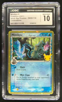 2021 Pokemon Black Star Promo Mimikyu Celebrations #SWSH136 CCGC 10 Gem Mint - Image 1