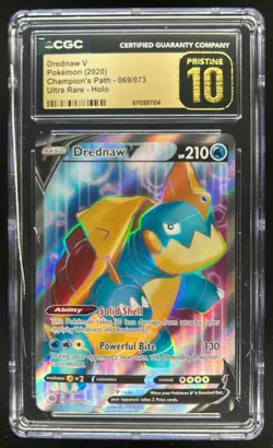 2020 Pokemon SWSH Champion's Path Drednaw V Ultra Rare #069/073 CGC 10 Pristine - Image 1