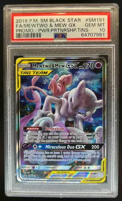 2016-19 Pokemon SM Black Star Promos Mewtwo & Mew #SM191 PSA 10 - Image 1