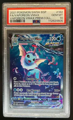 2019-2023 Pokemon SWSH Black Star Promos Vaporeon VMAX #SWSH182 PSA 10 - Image 1