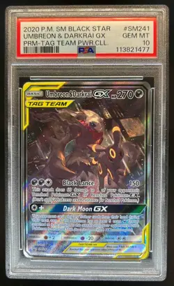 2016-19 Pokemon SM Black Star Promos Umbreon & Darkrai Tag Team #SM241 PSA 10 - Image 1