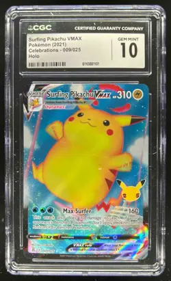 2021 Pokemon SWSH Celebrations Surfing Pikachu VM Holo #009/025 CGC 10 - Image 1
