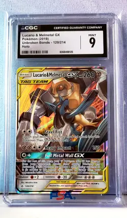 2019 Pokemon Lucario & Melmetal GX Unbroken Bonds 120/214 CGC MINT 9 - Image 1