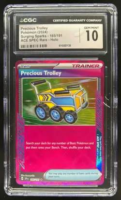2024 Pokemon Surging Sparks Precious Trolley ACE Rare #185/191 CGC 10 - Image 1