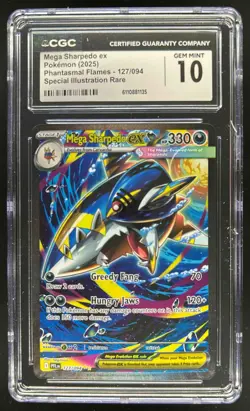 2025 Pokemon Mega Sharpedo ex Special Illustration Rare #127/094 CGC 10 - Image 1