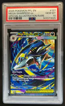 2025 Pokemon Mega Sharpedo ex Special Illustration Rare #127/094 PSA 10 - Image 1