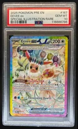 2025 Pokemon Prismatic Evolutions Eevee ex #167/131 PSA 10 - Image 1
