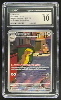 2025 Pokemon Mega Evolution Gumshoos Illustration Rare #153/132 CGC 10 - Image 1