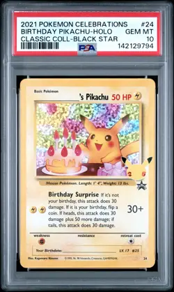 2021 POKEMON CELEBRATIONS CLASSIC COLL #24 BIRTHDAY PIKACHU-HOLO PSA 10 - Image 1