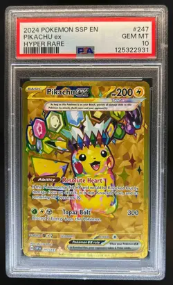 2024 Pokemon Surging Sparks Pikachu Ex #247/191 PSA 10 - Image 1
