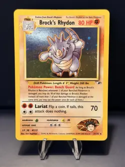 Pokemon Gym Heroes Holo Rare Unlimited Edition Brock’s Rhydon 2/132 - Image 1