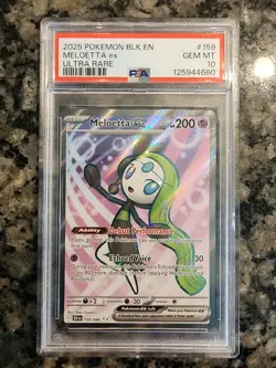 2025 POKEMON BLK EN-BLACK BOLT ULTRA RARE #159 MELOETTA EX PSA 10 Fresh From PSA - Image 1