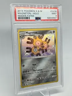 2019 Pokemon Sun & Moon Hidden Fates Magneton-Holo #SV28 PSA 9 - Image 1