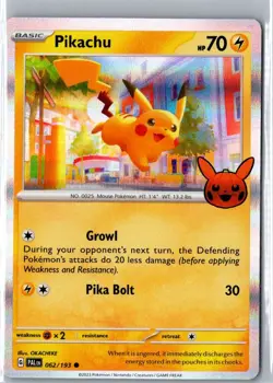 PIKACHU 062/193 COMMON PALDEA EVOLVED TRICK OR TRADE POKEMON NM - Image 1